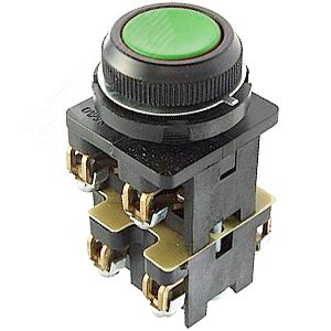 Выключатель кнопочный КЕ-012 У3 исп.2, зелёный, 3з+1р, цилиндр, IP40, 10А, 660В