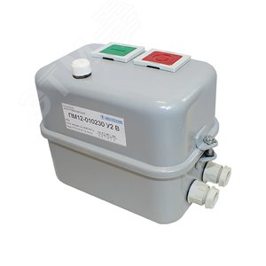 Изображение товара Пускатель электромагнитный ПМ12-010230 У2 В, 220В/50Гц, 1з, 10А, нереверсивный, с реле РТТ5-10-1 7,0-10,0А, в корпусе IP54, с кнопками ПУСК+СТОП+R и сигнальной лампой (шт)