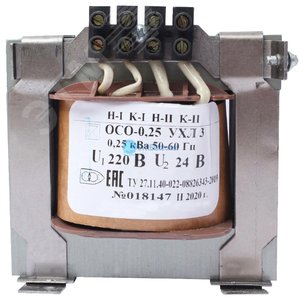 Изображение товара Трансформатор ОСО-0,25 УХЛ3 220/24, IP00 (шт)