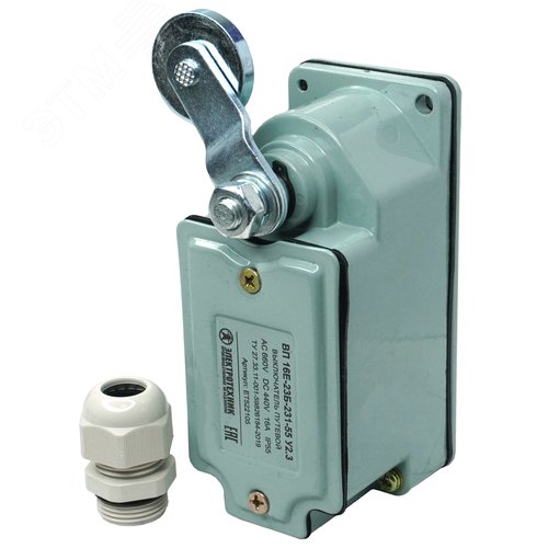 Изображение товара Выключатель путевой ВП16Е-23Б-231-55 У2.3 рычаг с роликом с сальником ход влево самовозврат (шт)