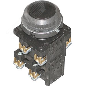Изображение товара Выключатель кнопочный КЕ-182 У2 исп.2, черный, 3з+1р, цилиндр, IP54, 10А, 660В (шт)