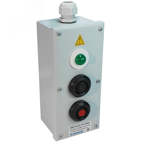 Изображение товара Пост управления ПКУ-15-21.131-54У2 (1хСКЛ11 зеленая, 220В + 1хКЕ081/2(1з+1р) черная + 1хКЕ081/2(1з+1р) красная+ PG-19) (шт)