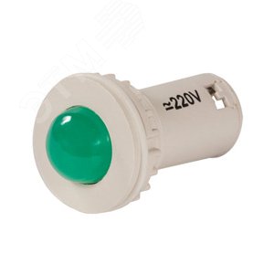 Лампа светодиодная индикаторная СКЛ-11-Л-2-220, зелёная, 220В AC/DC, d=27, сила света 20 мКд