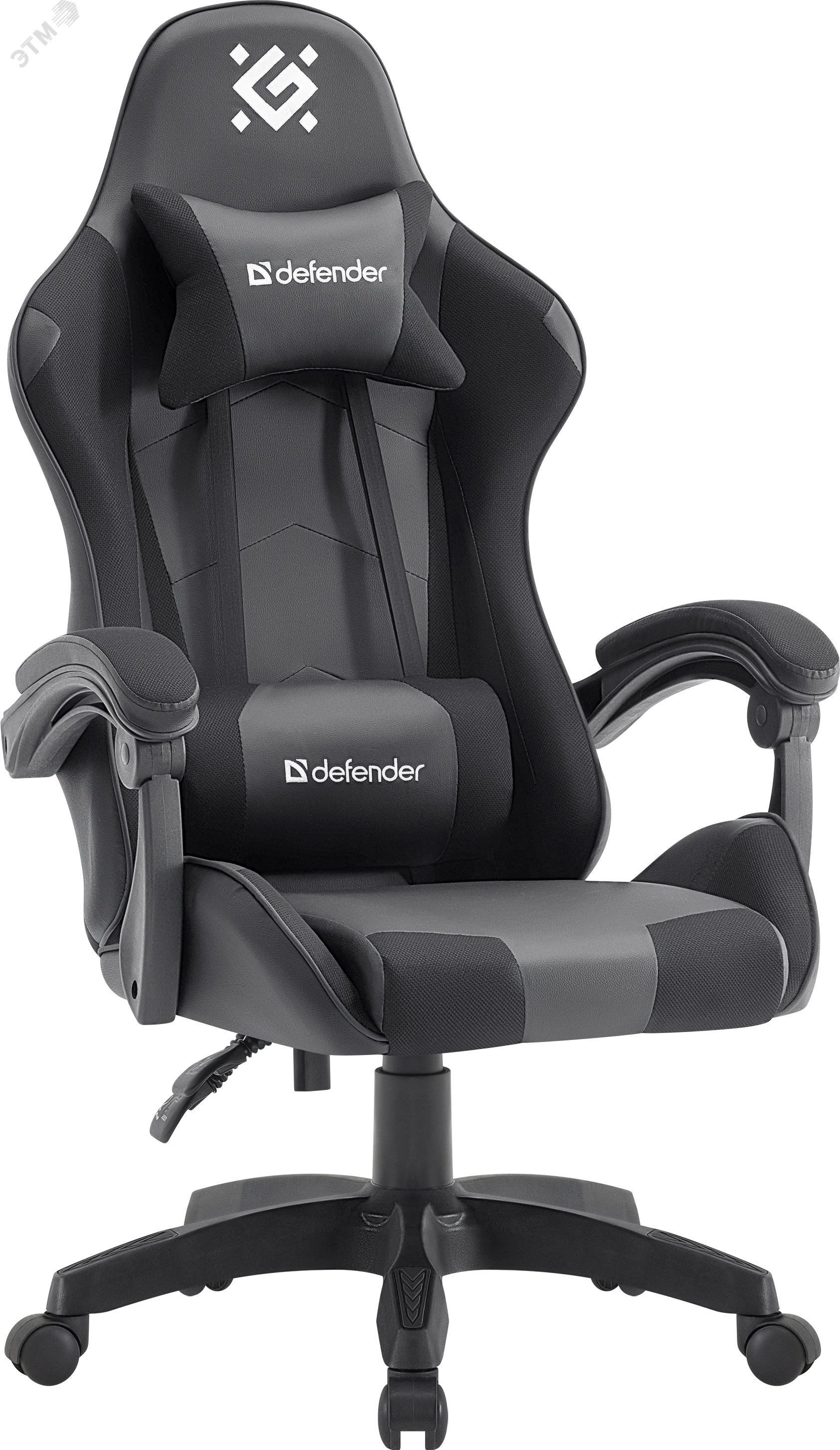 Изображение товара Кресло игровое Okas Defender Черное/сер класс 3 PU+сетка