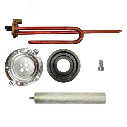 Изображение товара КОМПЛЕКТ: ТЭН RCF 1500W, D48мм, L265мм, 220В + фланец D125 + анод М5 + прокладка + винт (шт)