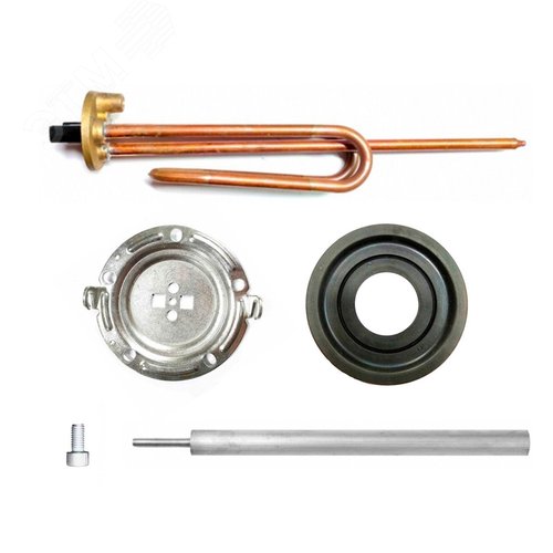Изображение товара КОМПЛЕКТ: ТЭН RCF 1500W, D48мм, М6, 220V + фланец D125 + анод М6 + прокладка + винт (шт)