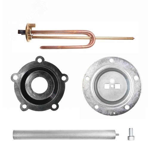 Изображение товара КОМПЛЕКТ: ТЭН RCF 1500W, TW, D48мм, М6, 220V + фланец D130 + анод М6 + прокладка + винт (шт)
