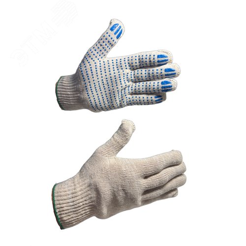 Изображение товара Перчатки трикотажные хб с точечным ПВХ покрытием СТАНДАРТ, 5 нитей, 10 класс (пар)