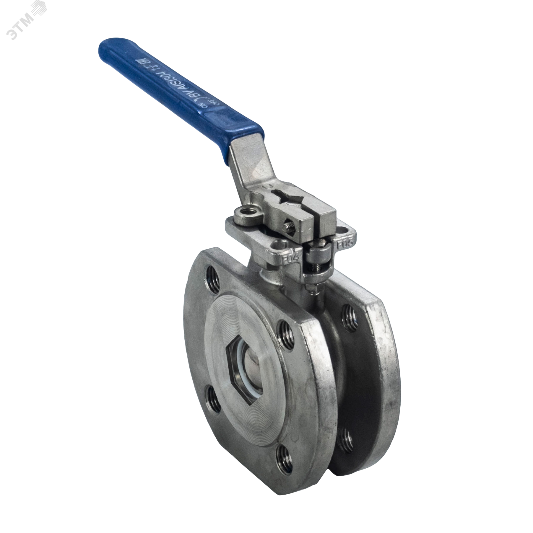 Изображение товара Нержавеющий межфланцевый кран шаровой NewKey DN32 PN40 с ручкой