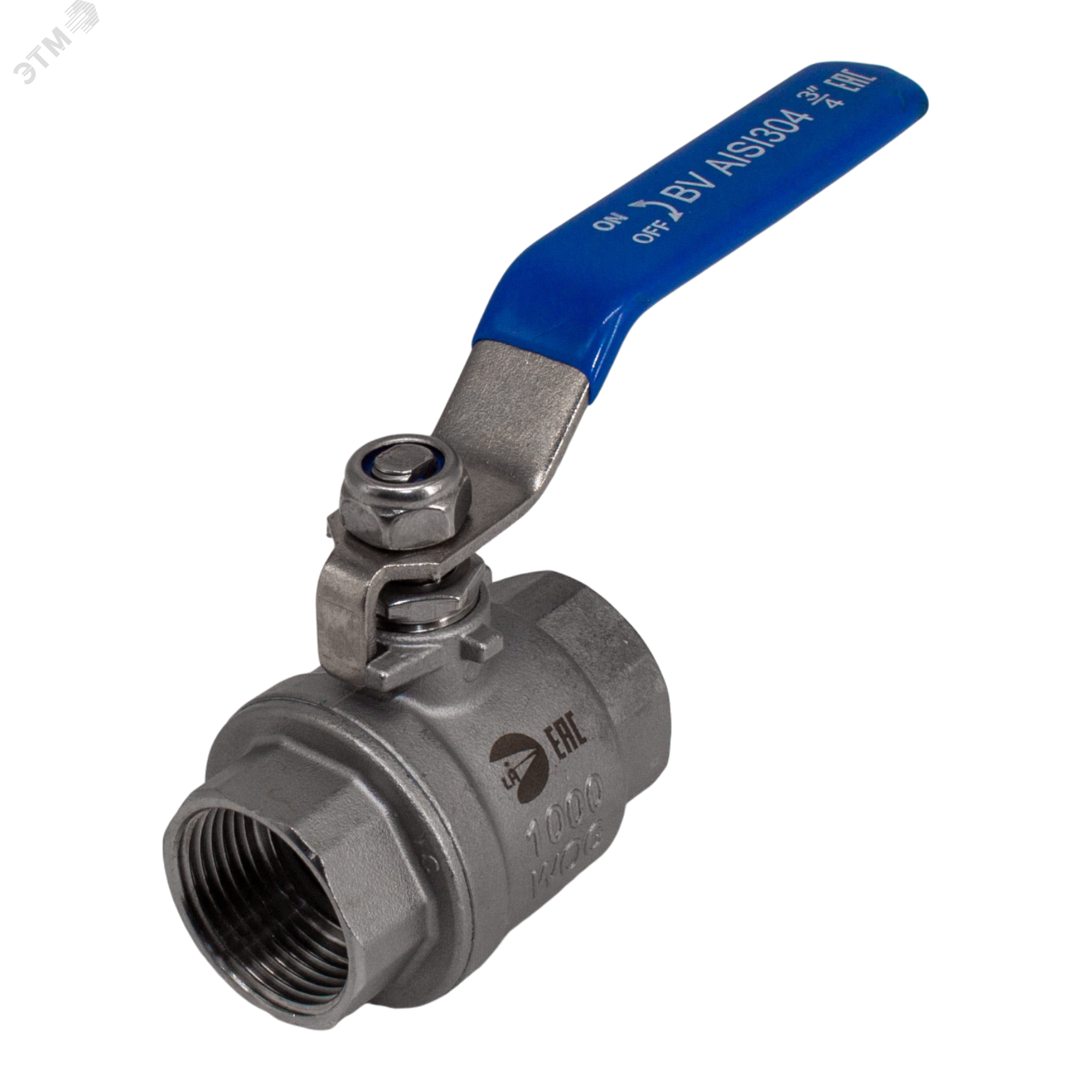 Изображение товара Кран шаровый муфтовый двусоставной нержавеющий (2PC), AISI304 DN20 (3/4'), (CF8), PN64 (шт)