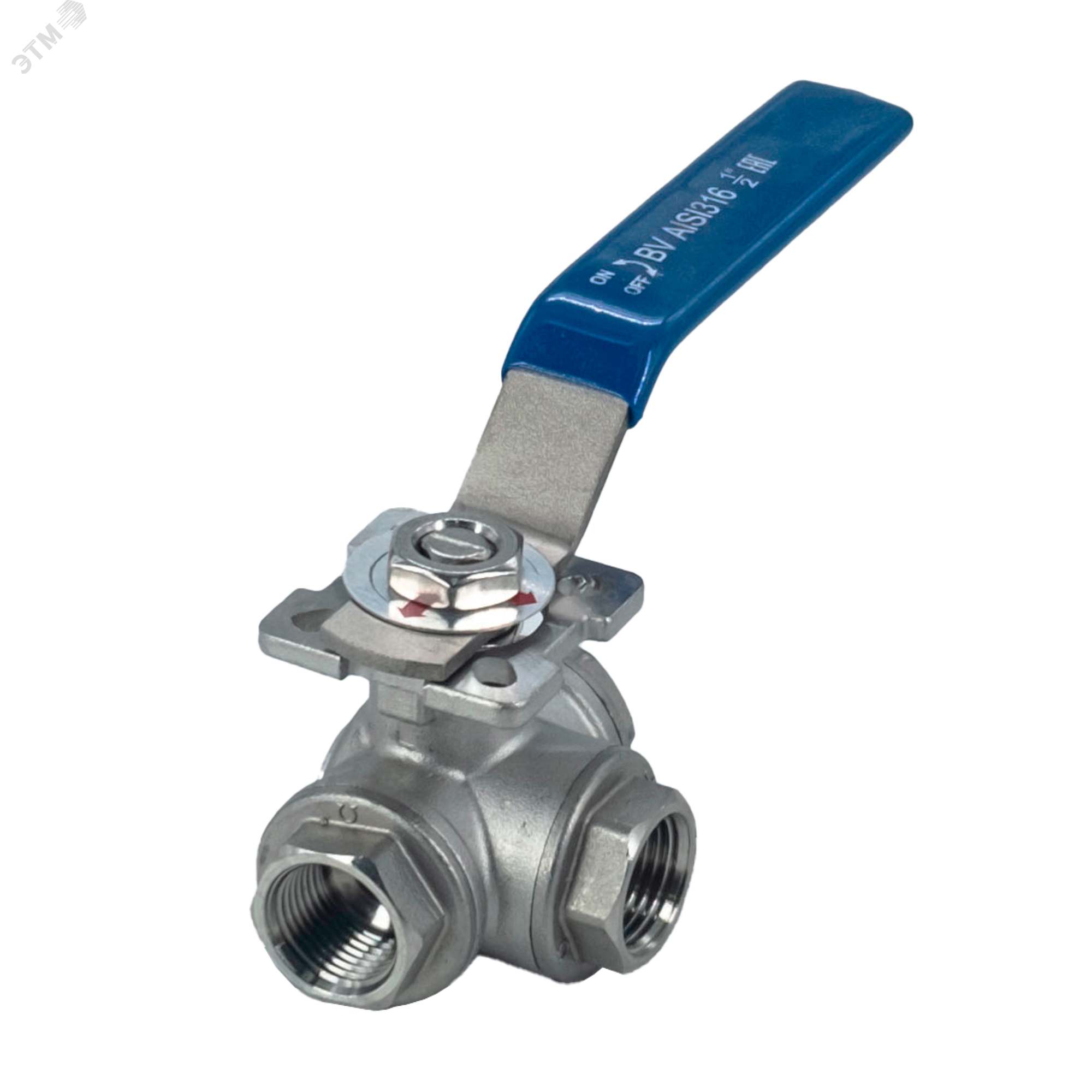 Изображение товара Трехходовой нержавеющий кран шаровый NewKey DN15 AISI 316 PN64 Изображение товара Трехходовой нержавеющий кран шаровый NewKey DN15 AISI 316 PN64