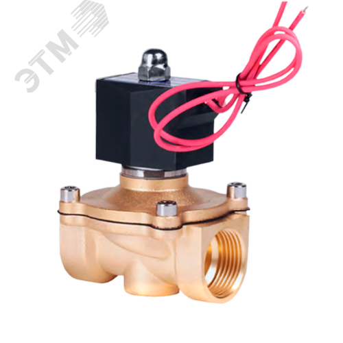 Изображение товара Клапан электромагнитный латунный, прямого действия, нормально закрытый, DN32 (1 1/4'), PN10, 220AC (шт)