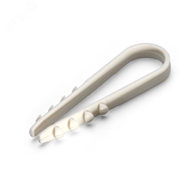 Изображение товара Дюбель-хомут ДХ 5-10 белый 100шт для крепления кабелей и проводов