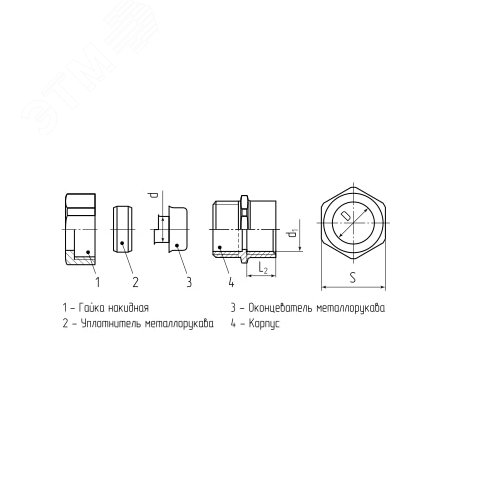 Муфта соединительная резьбовая «труба-металлорукав» СТМ(Р) 20 (3/4'') - фото 3