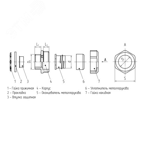 Муфта вводная для металлорукава в усиленной ПВХ изоляции ВМУ 50 - фото 3