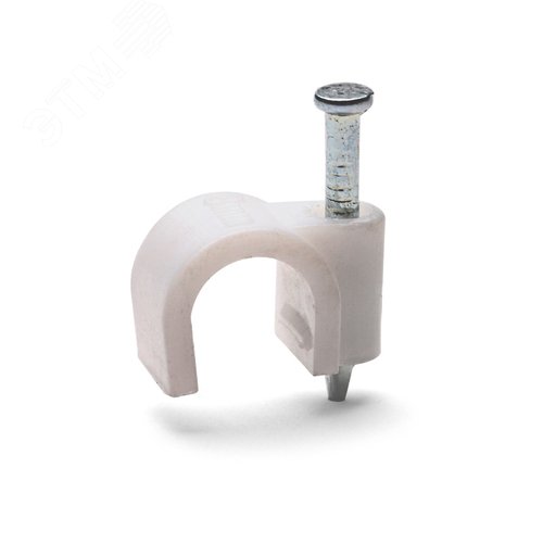 Скоба пластиковая с гвоздем для круглых кабелей и проводов СПК 5 (50шт) - фото 2