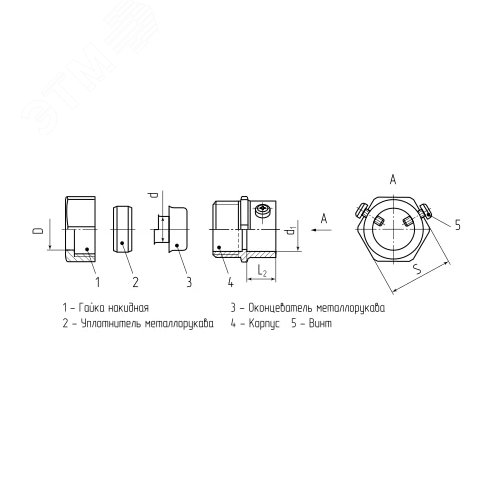 Муфта соединительная винтовая «труба-металлорукав» СТМ(В) 20 (3/4'') - фото 3