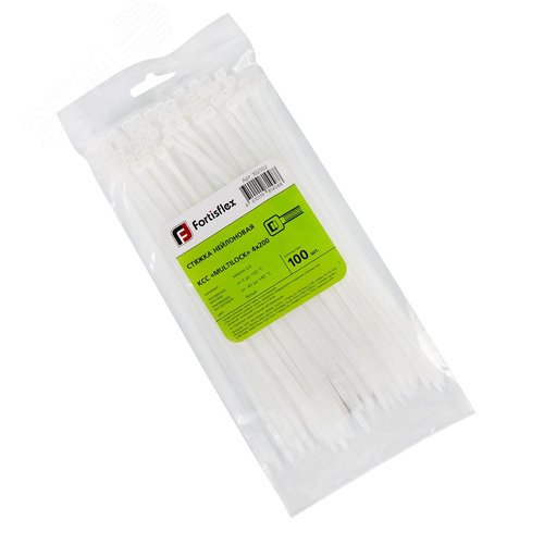 Стяжка нейлоновая с трехпозиционным замком КСС «MULTILOCK»  4х200 (бел) (100шт) - фото 2