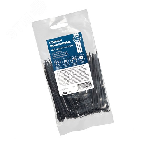 Стяжка нейлоновая НСС «EasyFix 3х100 (черн) (100шт) - фото 2