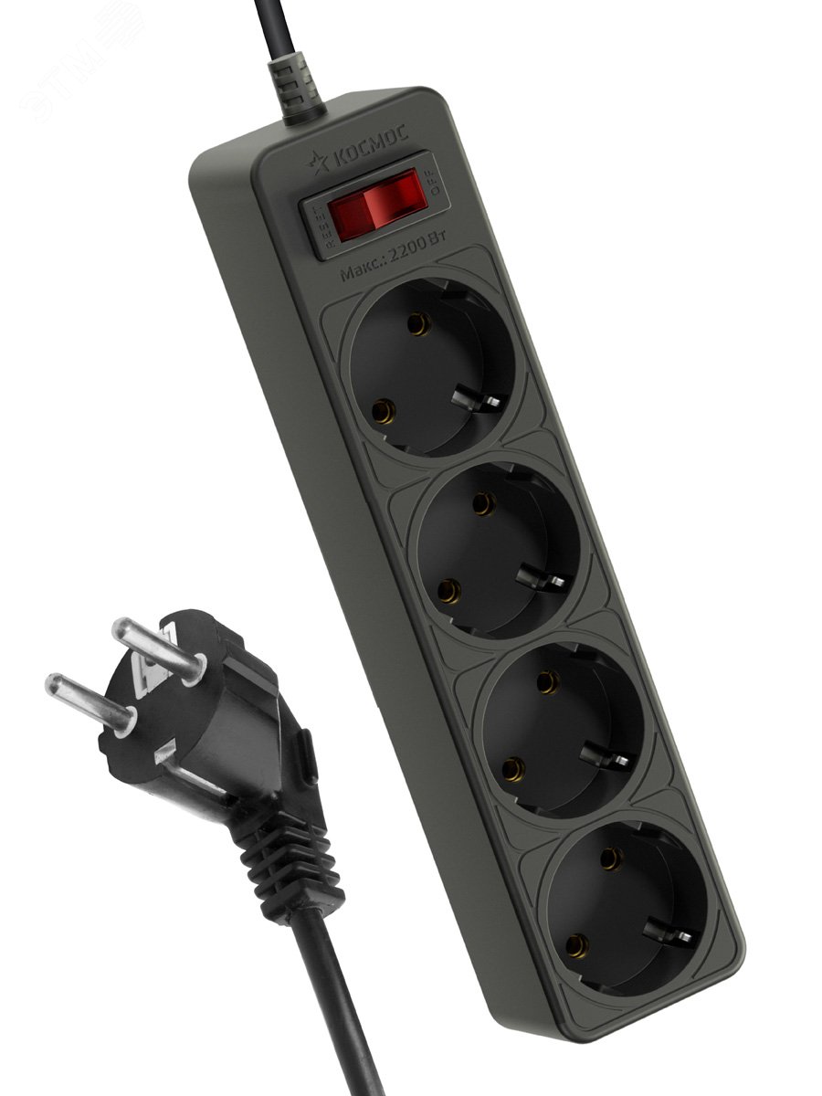 Изображение товара Сетевой фильтр Космос 1,5м 4 гнезда защита от перенапряжения и помех