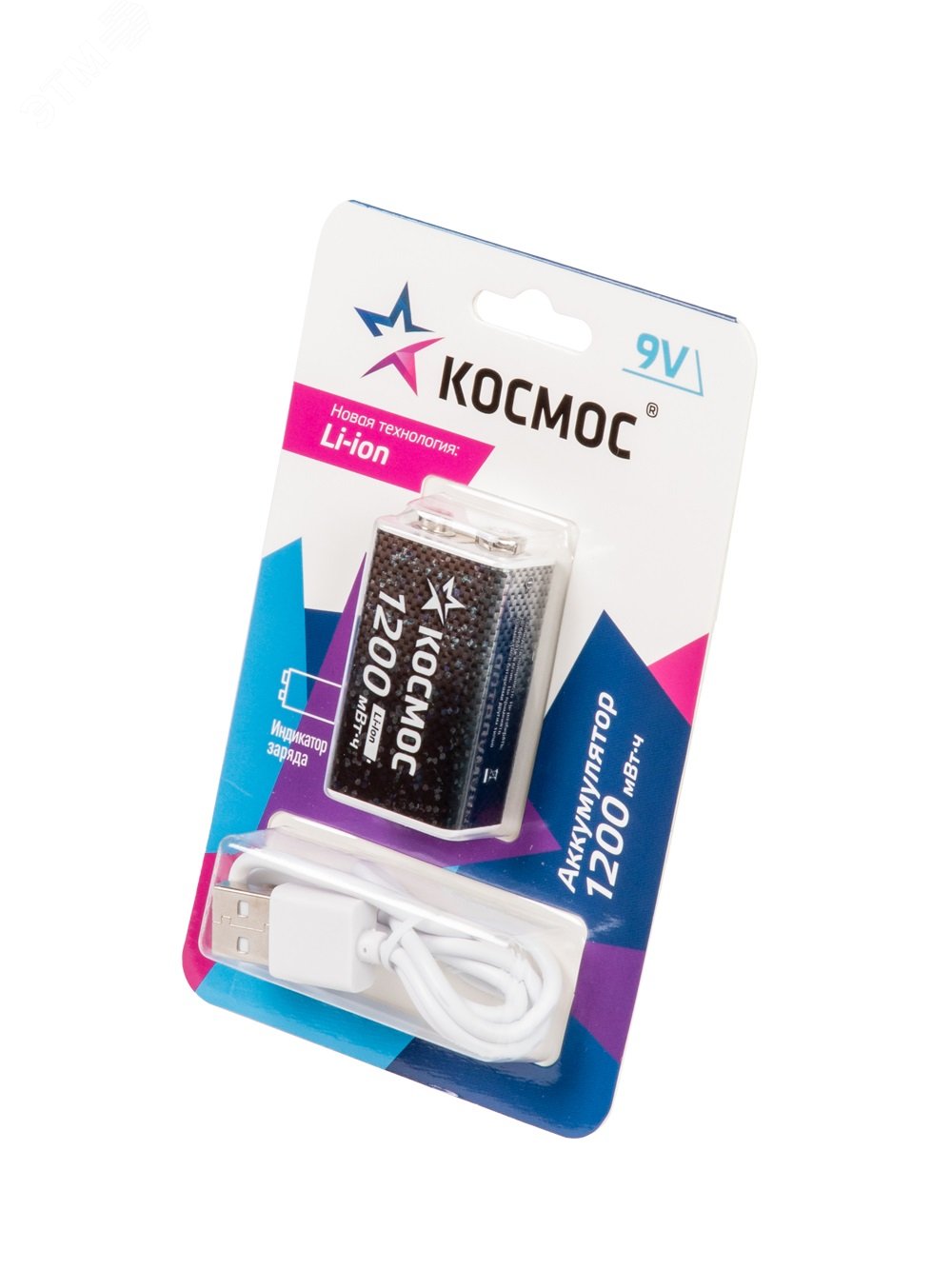 Изображение товара Аккумулятор крона Li-ion 9V 1000мАч с USB-C для устройств