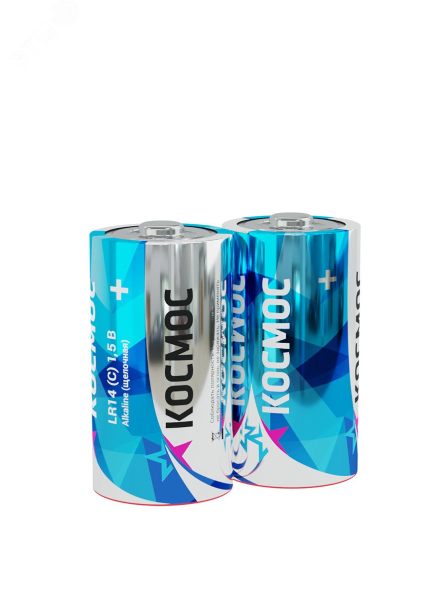 Изображение товара Батарейка LR14 C 1.5V Alkaline 2 шт в шринке Космос