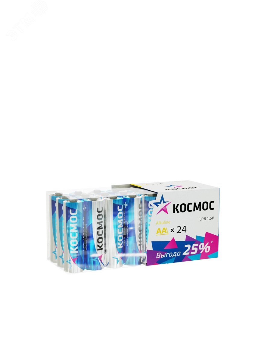 Изображение товара Батарейка LR6 AA, Alkaline 1.5В, 24 шт/уп, (шт)