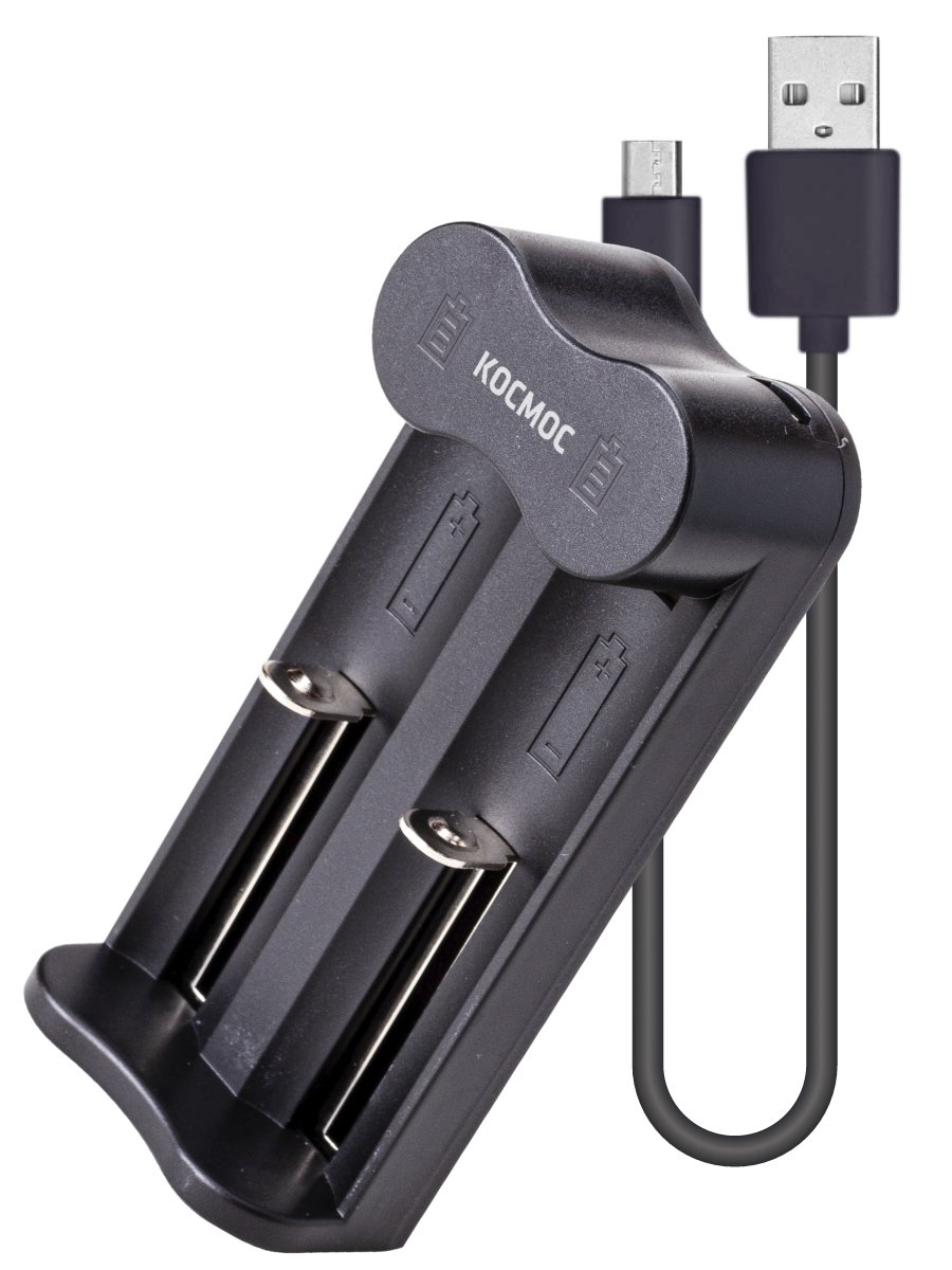 Зарядное устройство 1-2 16340,17335,18490,18650, 20700 питание от USB шнур. автомат., КОСМОС