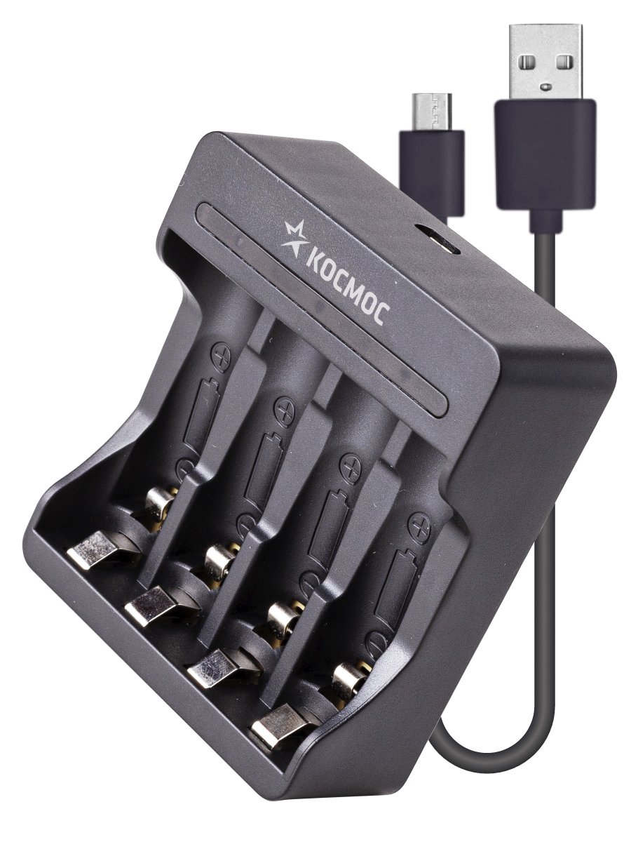 Зарядное устройство 1-4 АА/ААА питание от USB шнур. автомат.,