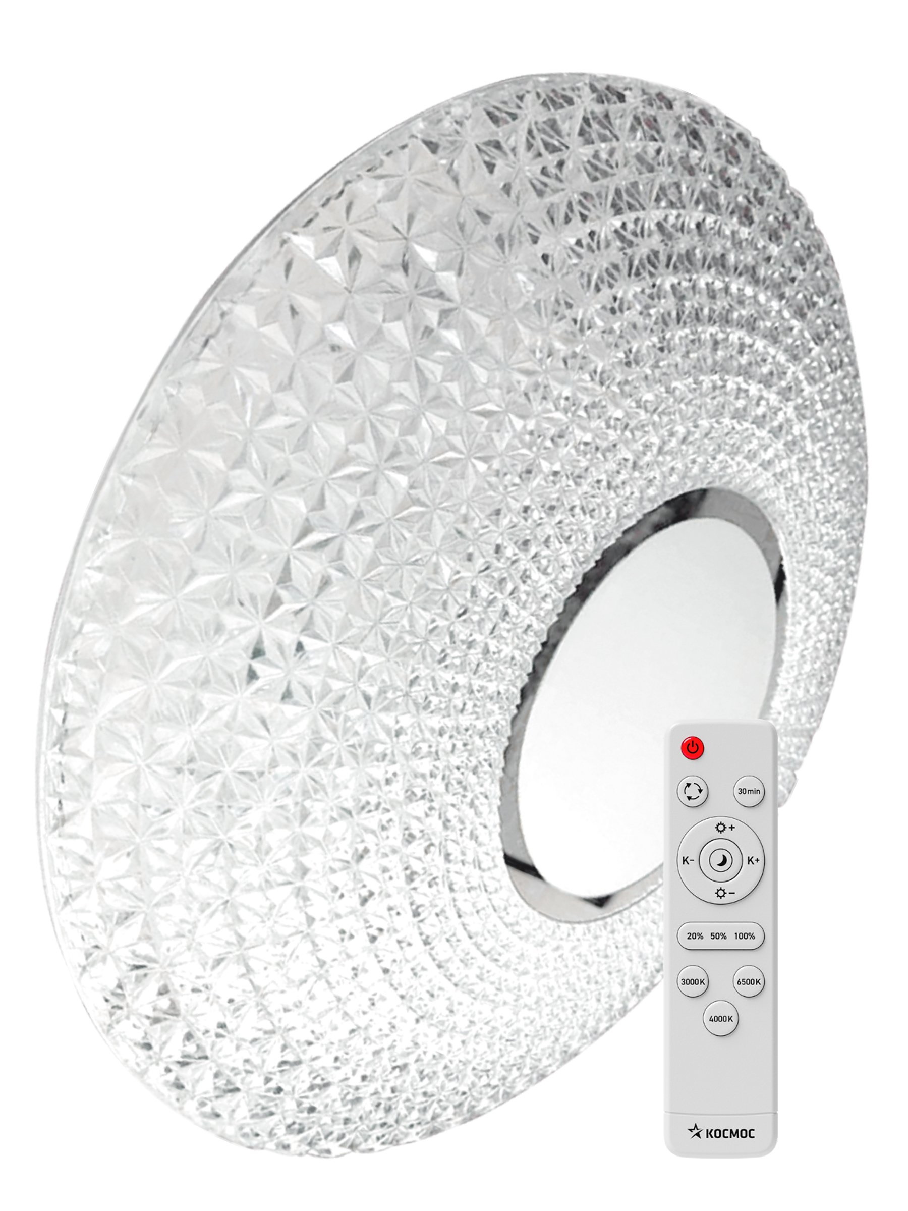 Светильник светодиодный ДБО-75 Вт настенно-потолочный управляемый CRYSTAL 230В 3000-6500K 6000Лм 505x125мм