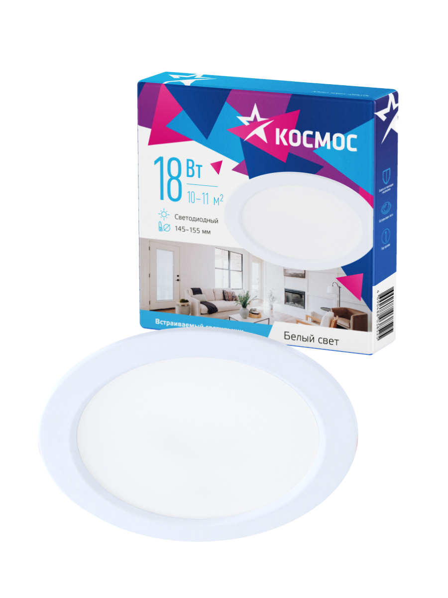 Светильник светодиодный ДВО-18 Вт 4000K 1440 Лм белый