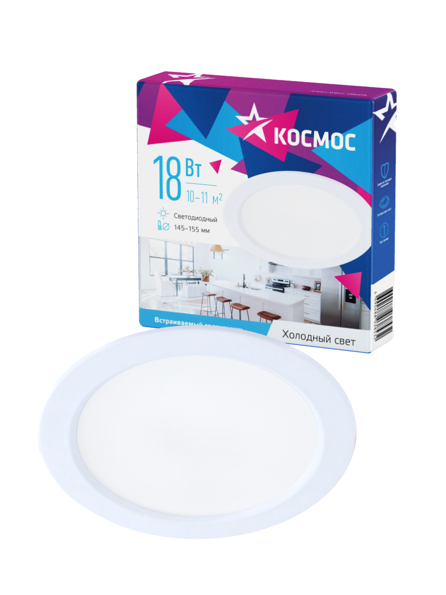 Светильник светодиодный ДВО-18 Вт 6400K 1440 Лм белый