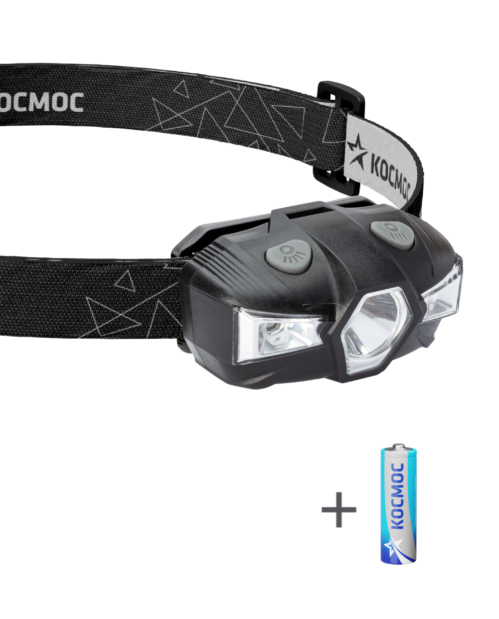 Фонарь налобный 1ВтLED+красный свет/1xAA R6 в комплекте/корпус ABS-пластик