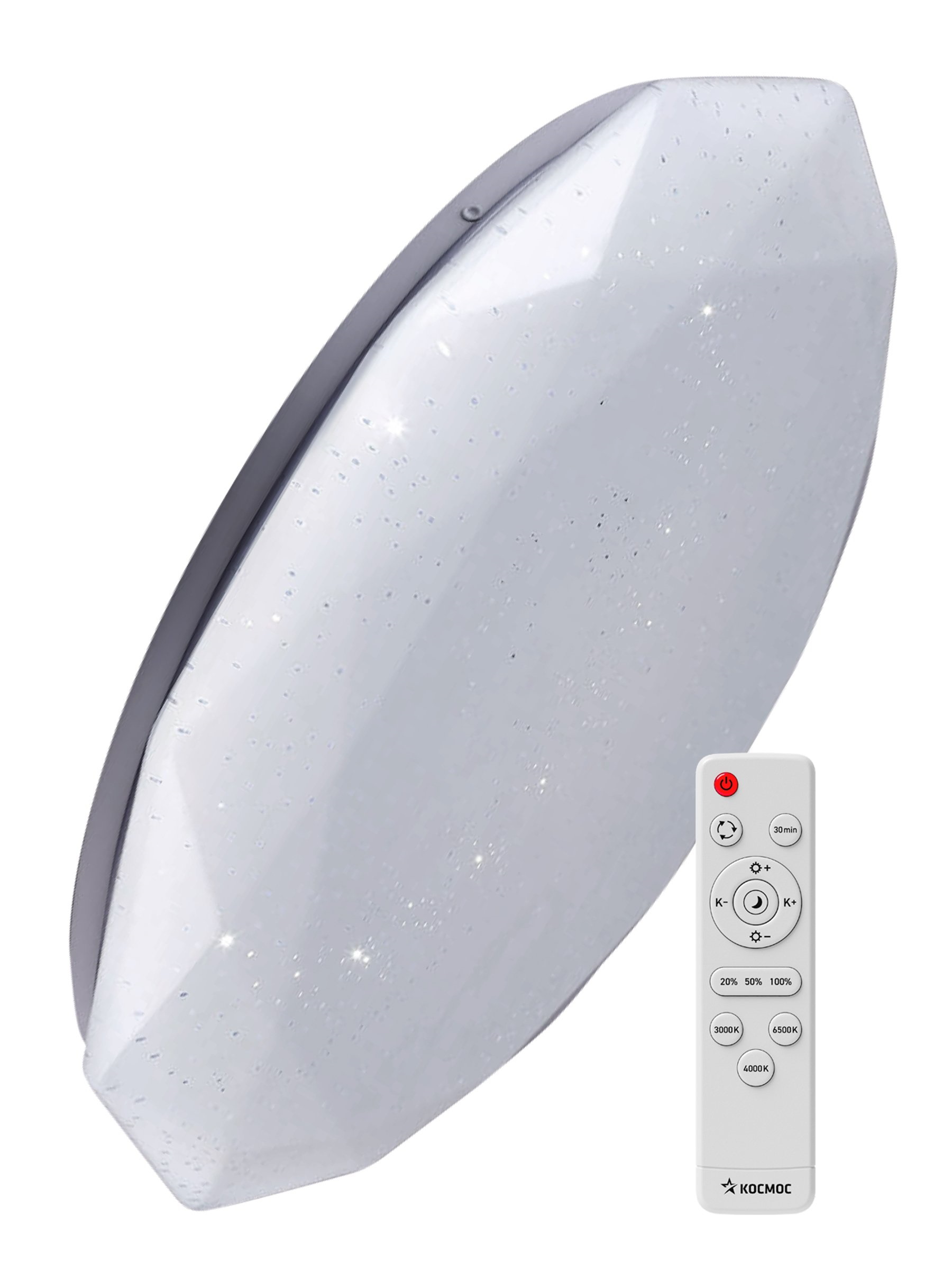 Светильник светодиодный ДБО-75 Вт настенно-потолочный управляемый DIAMOND 230 В 3000-6500K 6000Лм 500x90мм