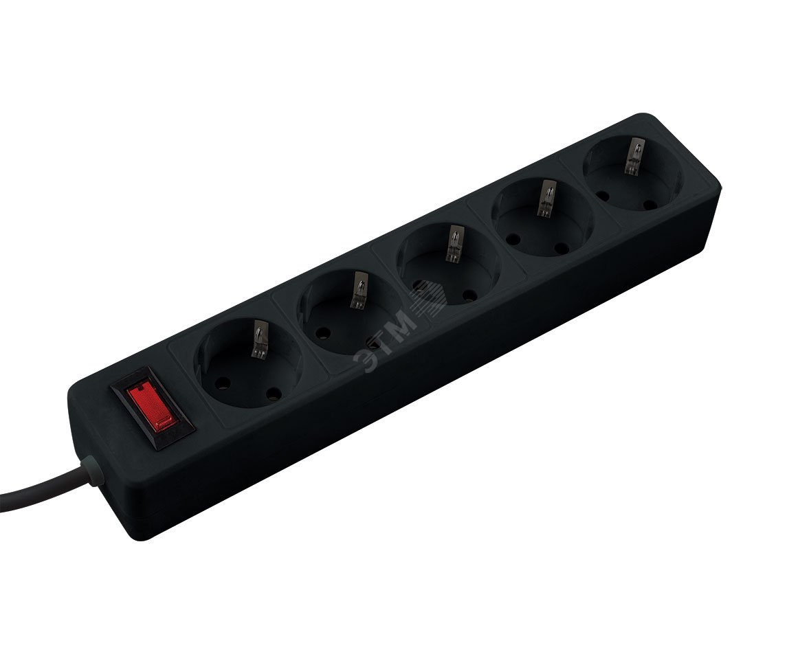 Изображение товара Сетевой фильтр ПВС КОСМОС 3х0.75 черный 5м с выключателем