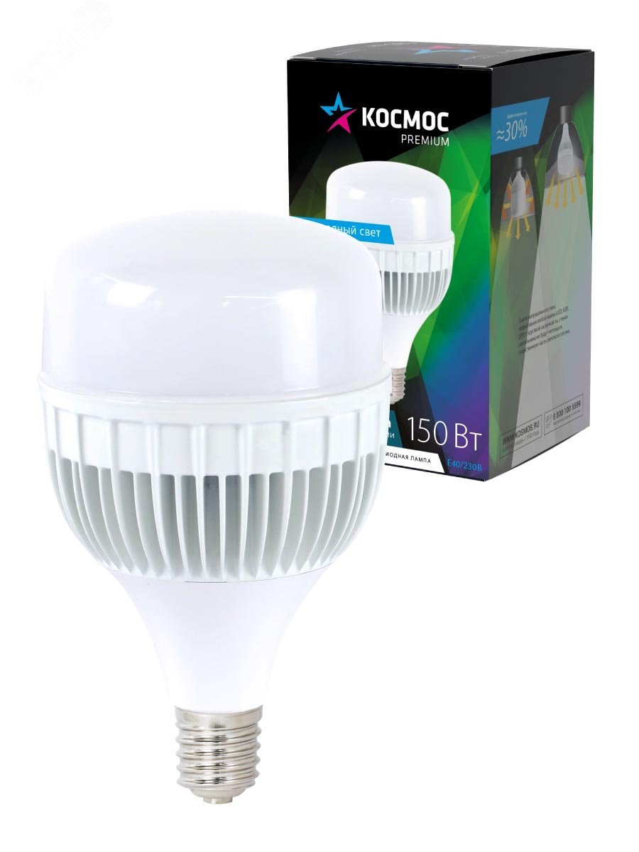 Изображение товара Лампа светодиодная LED 150Вт 220В Е40 D140х231 6500К дневной 13200 лм (шт)