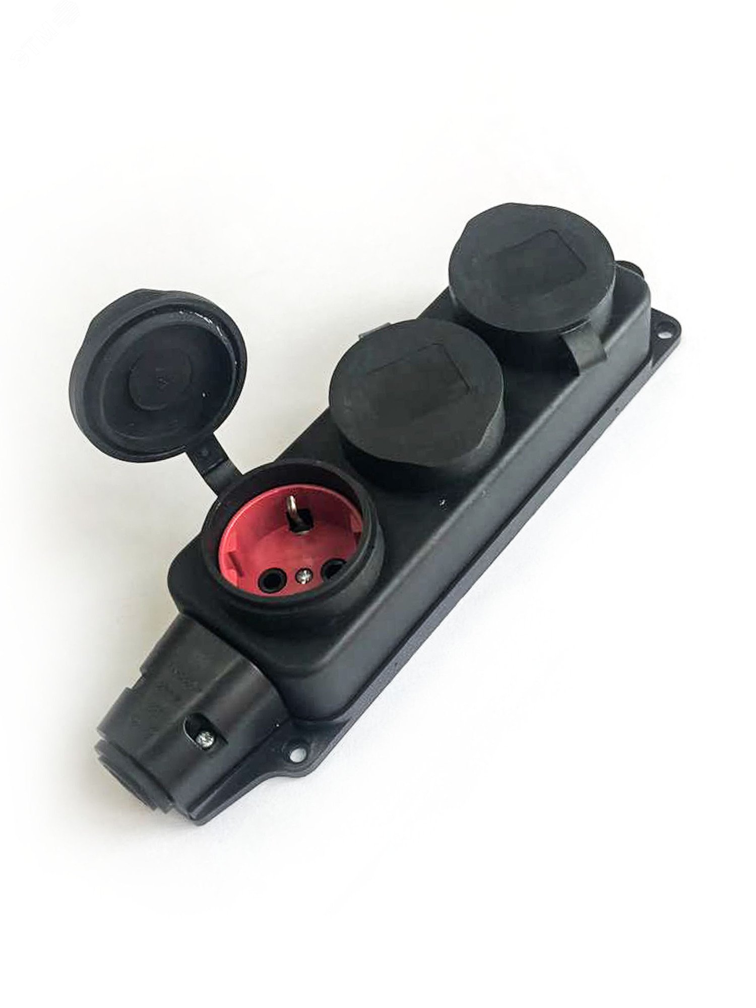 Изображение товара Колодка штепсельная 16А каучук IP44 3 гнезда черный (шт)