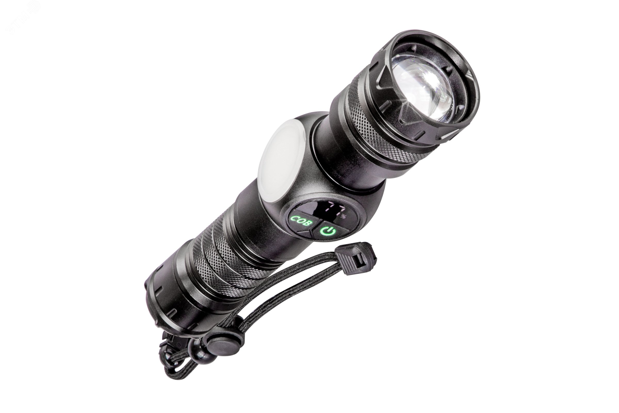 Изображение товара Ручной аккумуляторный фонарь 10 Вт LED+3 Вт COB с зум-линзой, 9 режимов, IP65