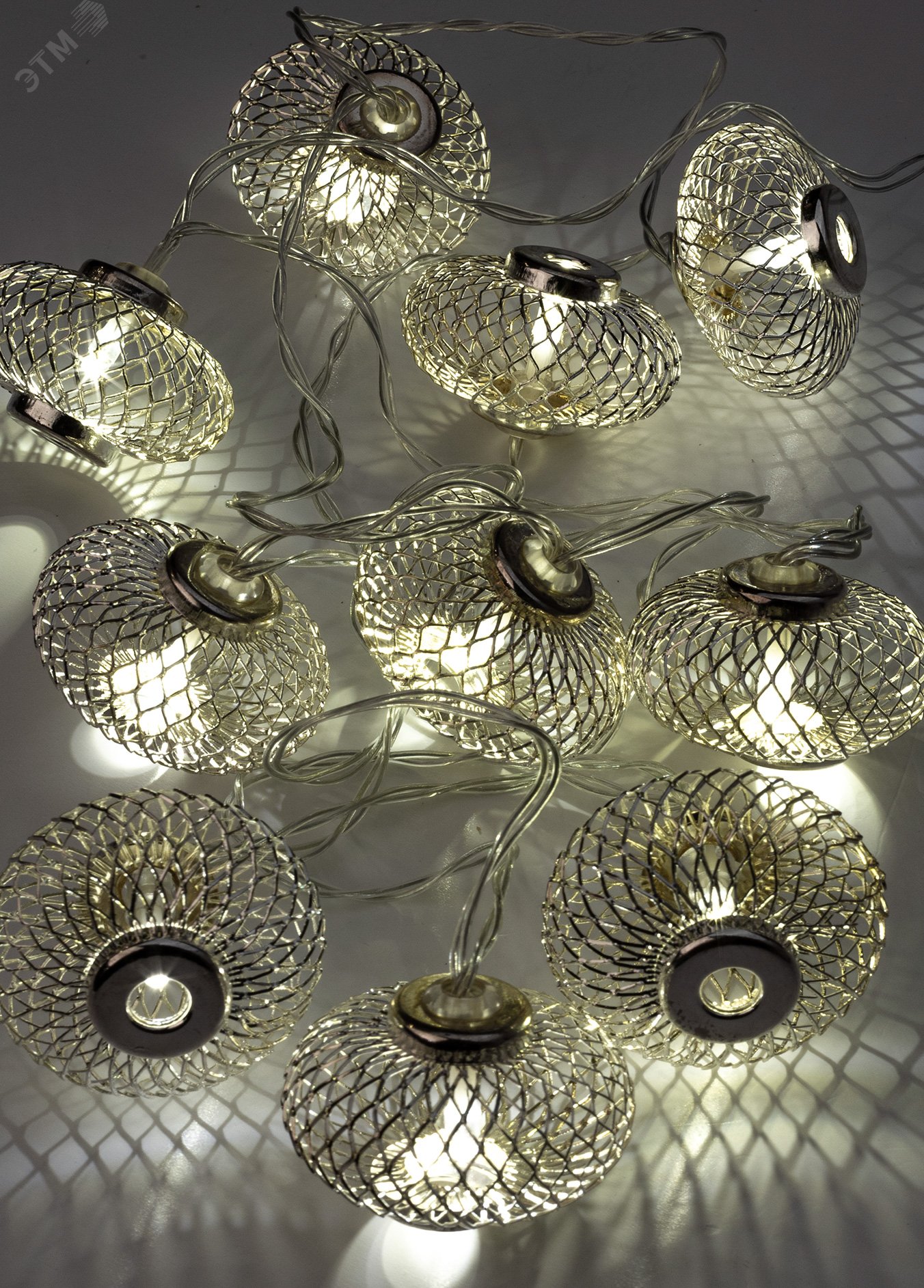 Изображение товара Гирлянда-Фонарики лофт металлик серебро 10 LED 1,8м IP20