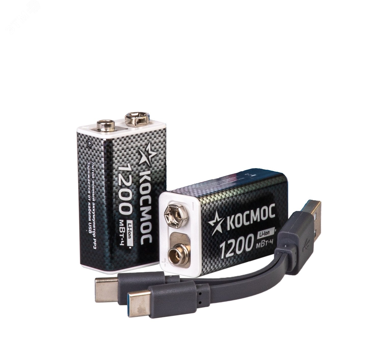 Изображение товара Аккумулятор крона Li-ion 9V 1000мАч с USB-C гнездом 2 шт
