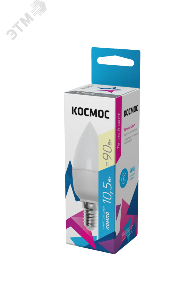 Лампа светодиодная LED 10.5Вт Свеча 220В Е14 D37х100 3000К теплый 840 лм