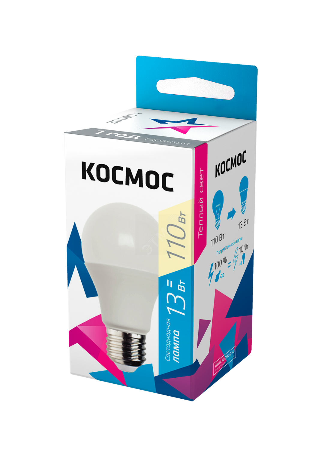 Лампа светодиодная LED 13Вт 220В Е27 D60х108 3000 теплый А60