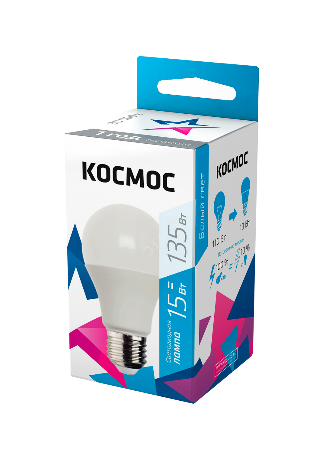 Изображение товара Светодиодная лампа 15Вт E27 4500K белый свет экономичная и долговечная