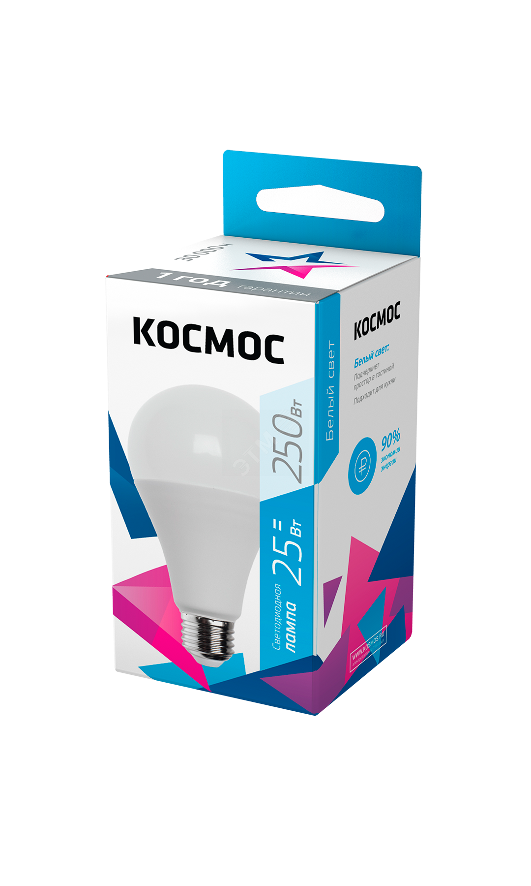 Изображение товара Светодиодная лампа LED 25 Вт E27 4500 К белый свет, грушевый корпус, надежная, экономия