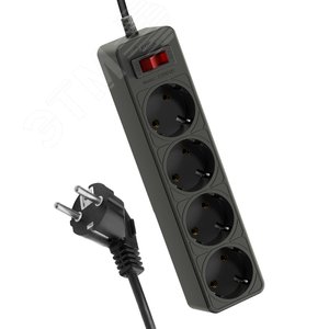 Изображение товара Фильтр сетевой 1,5м 4 гнезда, пвс 3х0,75 мм2, черный (шт)