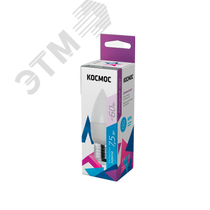 Лампа светодиодная LED 7.5Вт Свеча 220В Е27 D37х100 6500К холодный 600 лм - фото 1