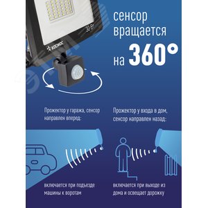 Прожектор светодиодный ДО-20 Вт с ИК-датчиком 6500К1600 Лм IP65 - фото 5