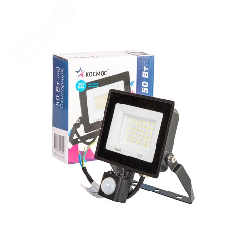 Прожектор светодиодный ДО-50 Вт с ИК-Датчиком 6500К 4000 Лм IP65 - фото 1