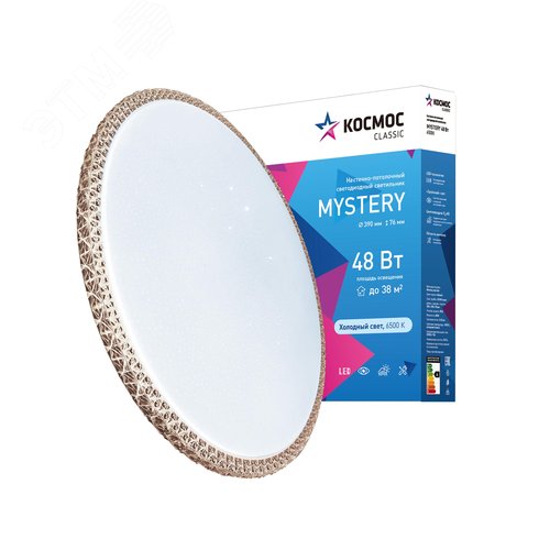 Светильник светодиодный ДБО-48 Вт настенно-потолочный MYSTERY 230В 6500K 3120Лм 390x76мм бронза - фото 2