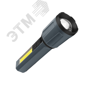 Изображение товара Фонарь ручной аккумуляторныйуляторный 3Вт LED+5 Вт COB zoom Li-ion 18650 1200mAh ABS-пластик индикатор Usb шнур (шт)